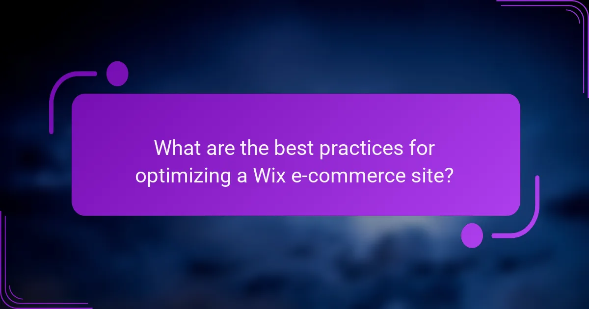 What are the best practices for optimizing a Wix e-commerce site?
