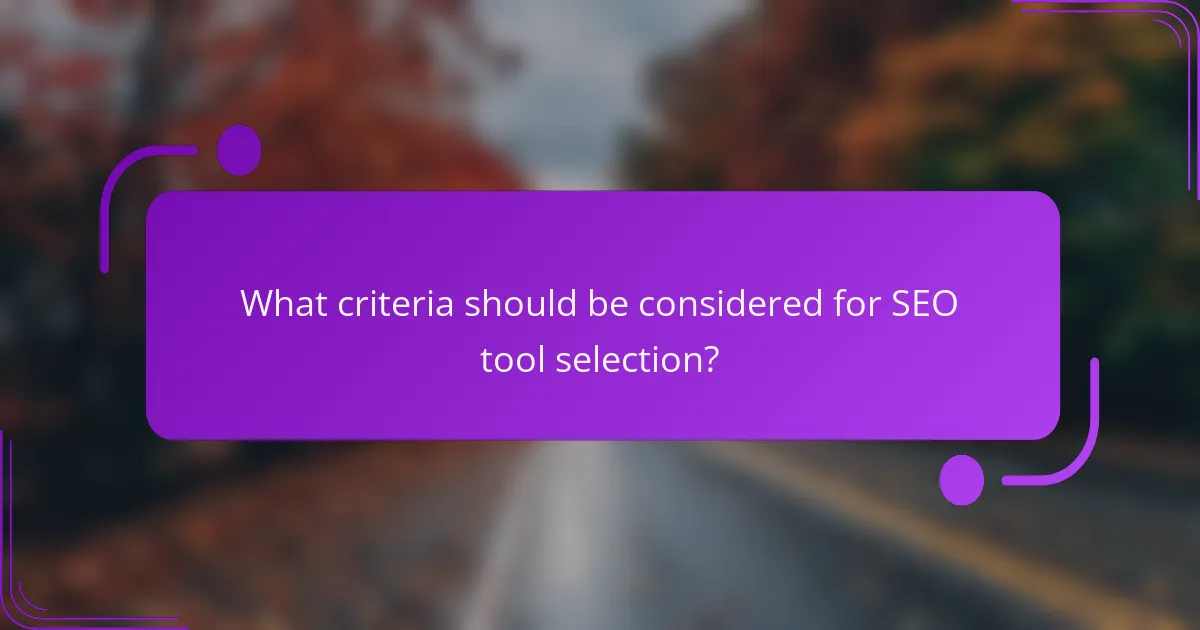 What criteria should be considered for SEO tool selection?